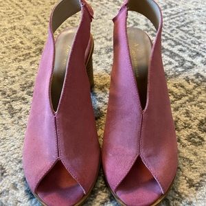 Anthropologie pink wedge heels size 10